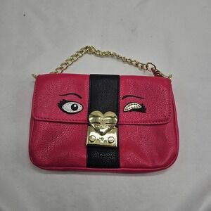 BETSEY JOHNSON BAGUETTE "FIERCE AND FABULOUS"  HEART NOSE  Hot Pink